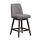 Armen Living Amalie Swivel Counter Stool in Gray Oak Wood Finish with Mocha Fabric 840254332058 - alternate 1